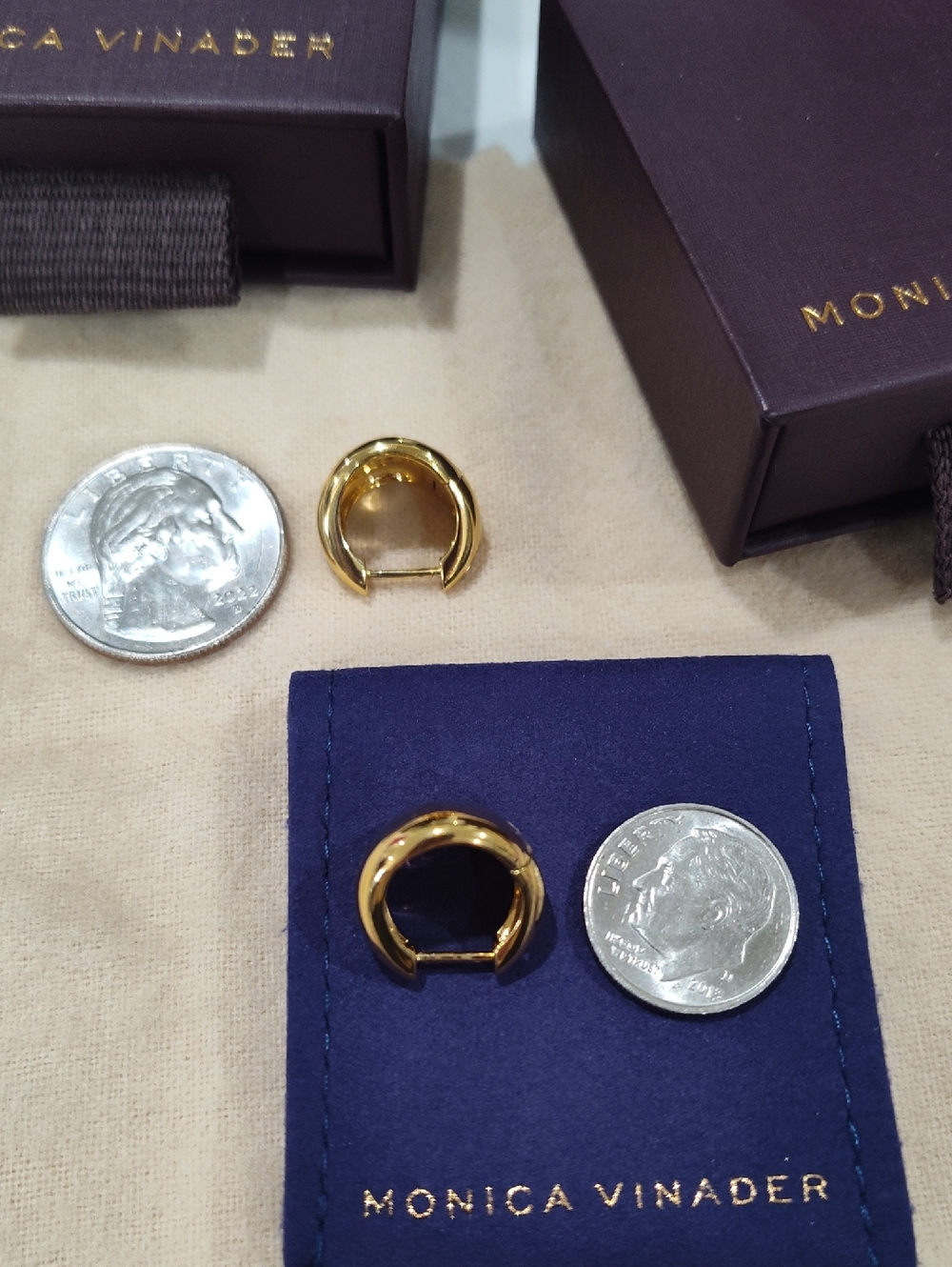 MONICA VINADER 18k Gold Vermeil Tapered Small Hoop Earrings - Picture 4 of 10